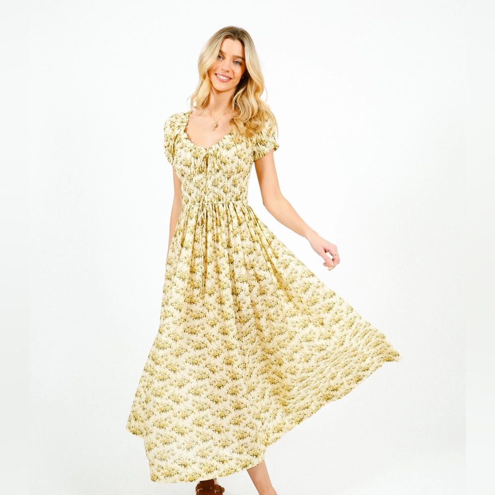 DÔEN Ashlynn Floral Organic Cotton Voile Midi Dress NWT Size XS